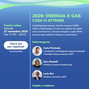 WEBINAR GIOVEDI' 27 NOVEMBRE 2025 - 2026: Energia e Gas – Cosa ci attende