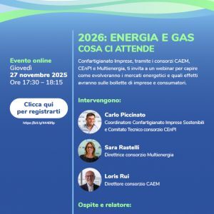 WEBINAR GIOVEDI' 27 NOVEMBRE 2025 - 2026: Energia e Gas – Cosa ci attende